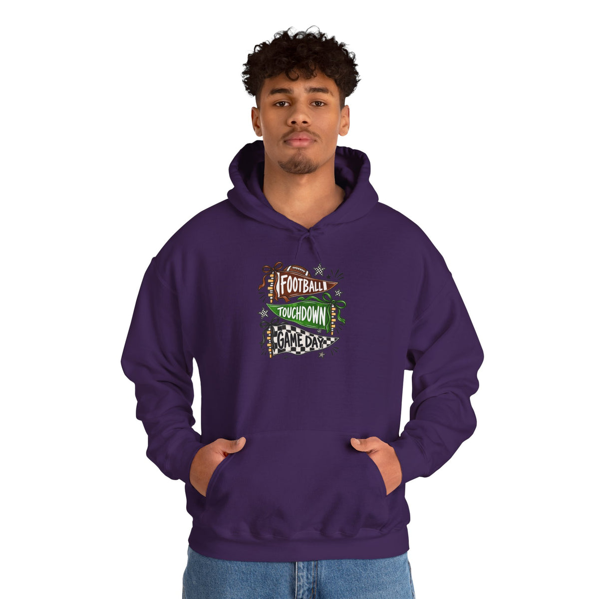 Football Touchdown Game Day Hoodie - Retro Grunge Sports Sweatshirt