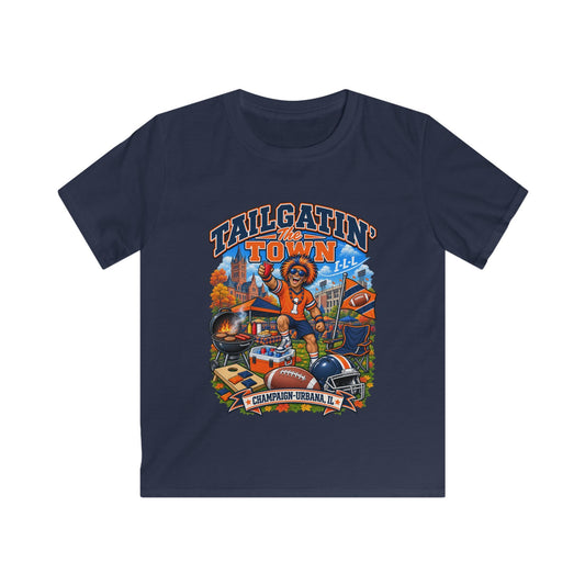 YOUTH Tailgatin' Town - ILLINOIS Edition - Cute Football Tailgate Graphic Tee for Kids