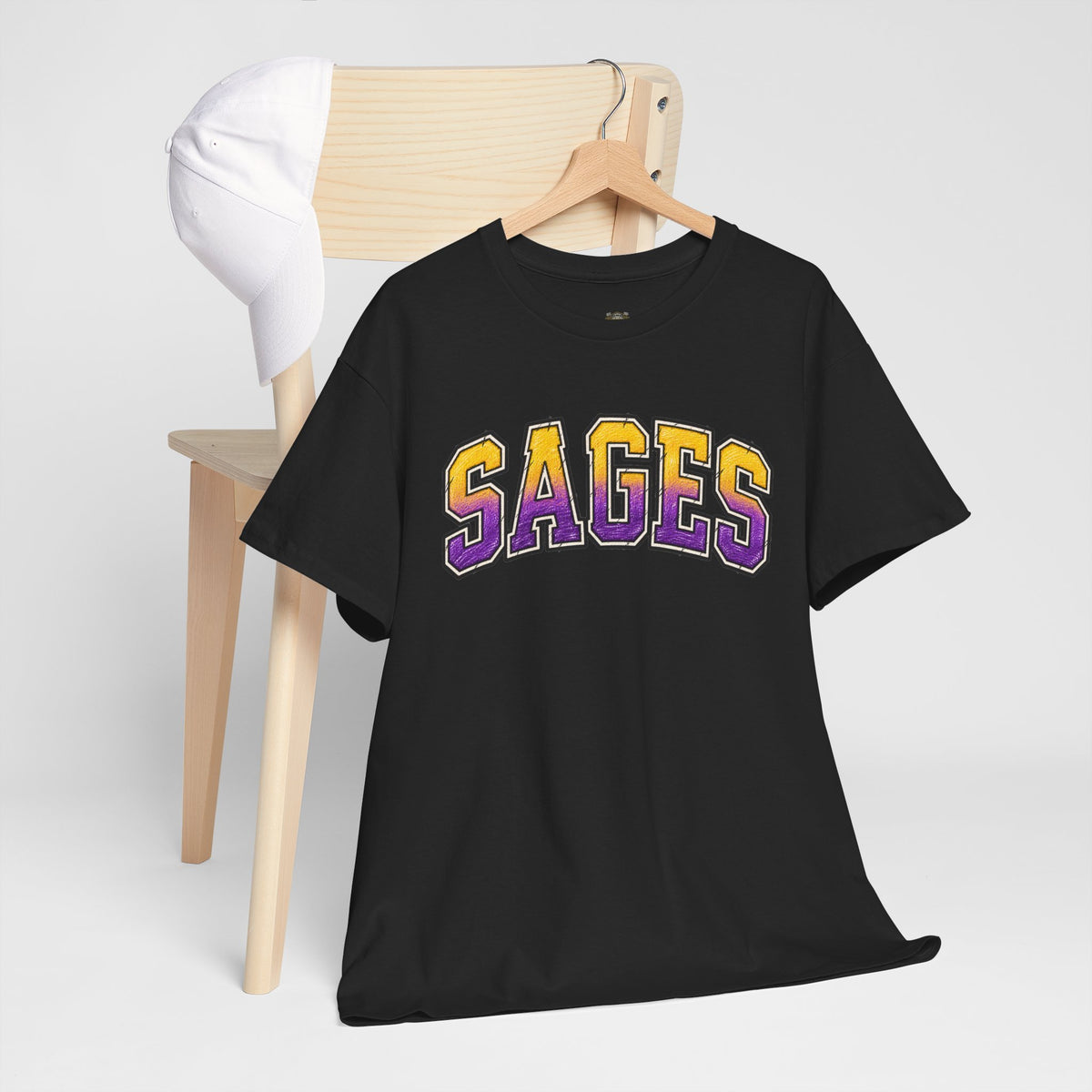 Sages Graphic T-Shirt — Collegiate Purple & Gold Lettering Tee