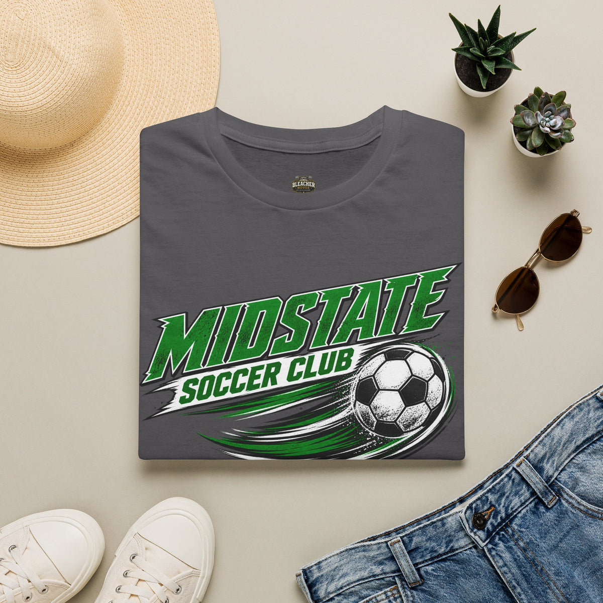 Midstate Soccer Club T-Shirt — Green Vintage Soccer Graphic Tee