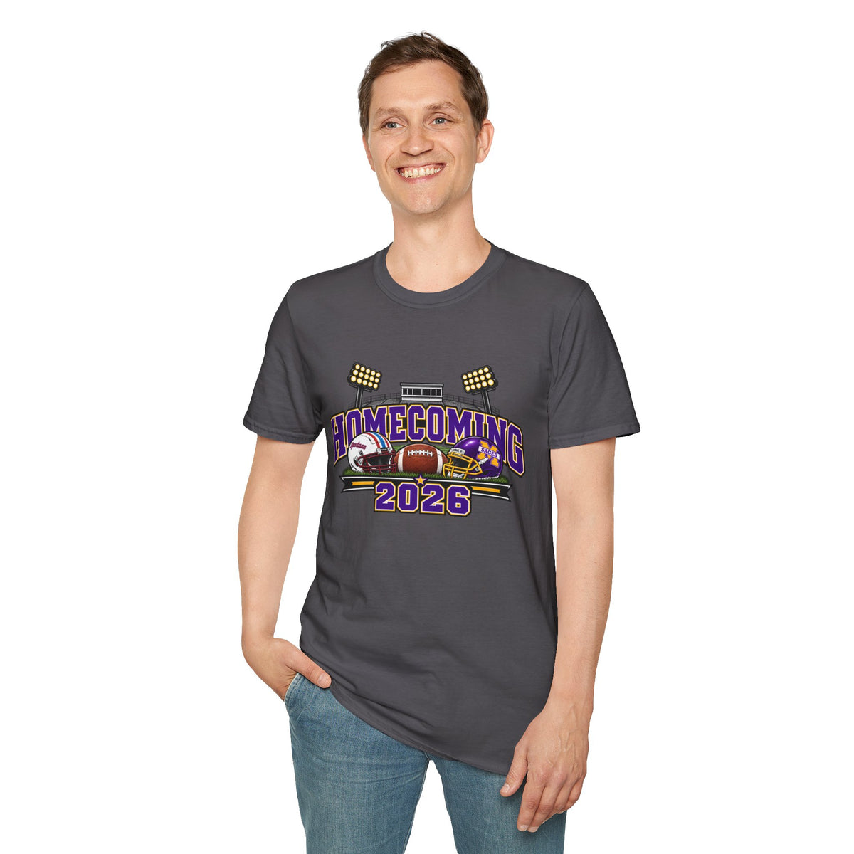 Homecoming 2026 Football T-Shirt — Stadium Lights & Helmets Game Day Tee