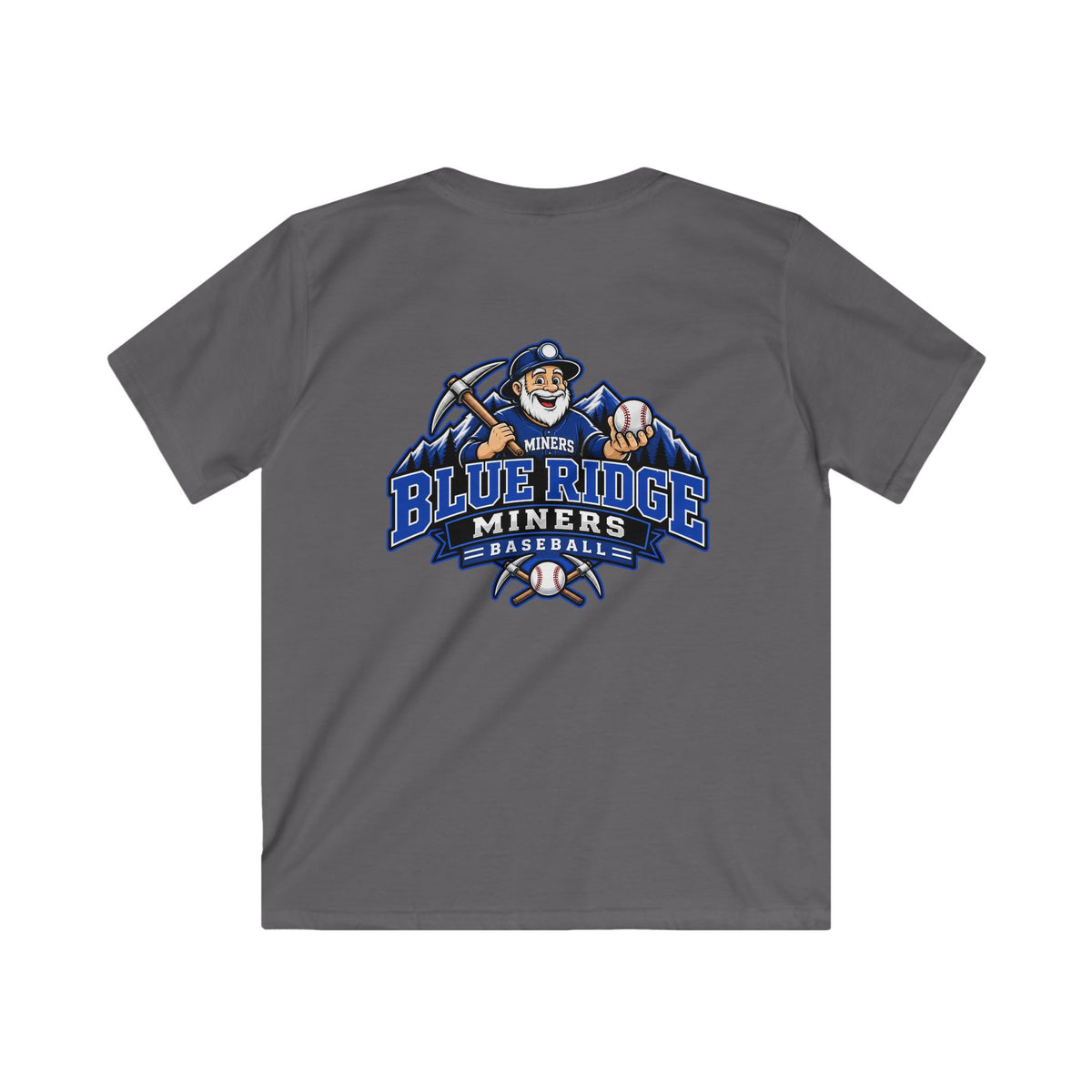 YOUTH Miners Graphic T-Shirt - Miners Logo on Front, Mascot Design on Back