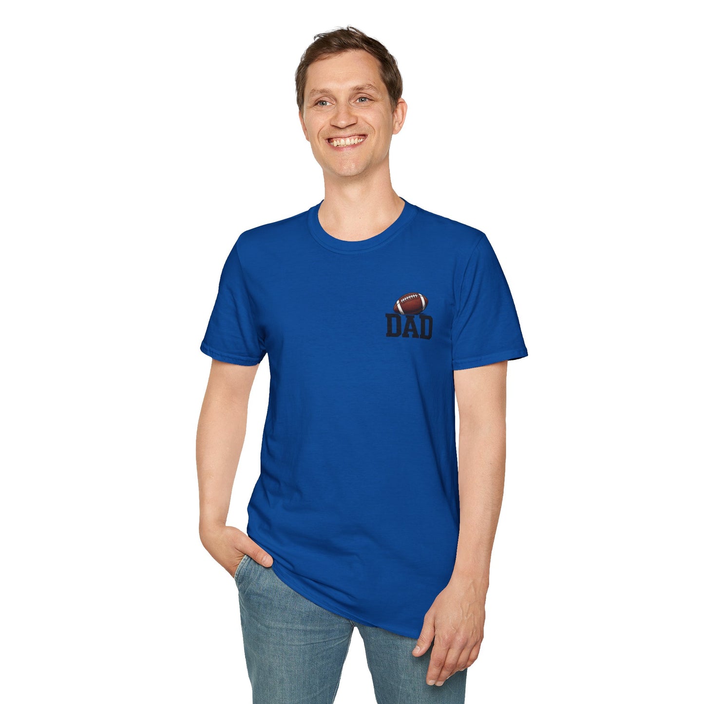 Football Dad T‑Shirt — 'DAD' with Football Chest Print