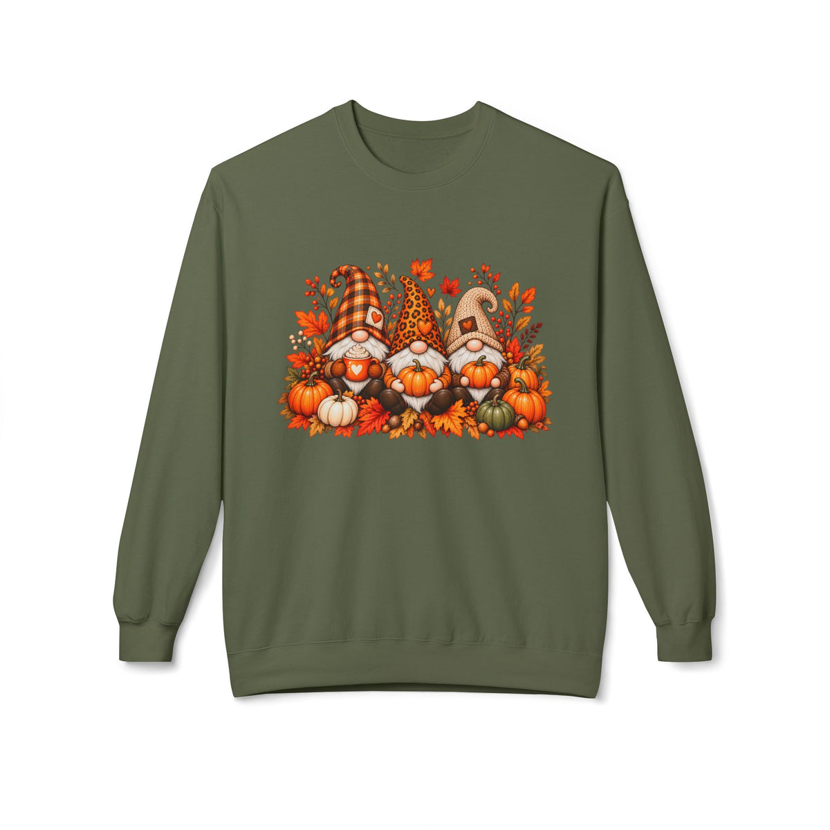 Fall Gnome Crewneck Sweatshirt - Cute Pumpkin & Autumn Gnomes Sweatshirt