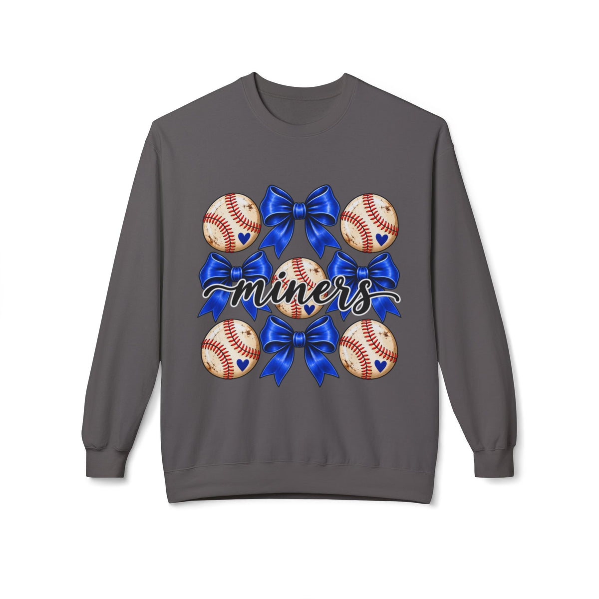 Baseball Miners Crewneck Sweatshirt — Blue Bow Team Spirit