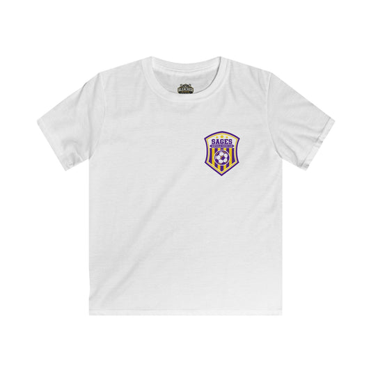YOUTH Monticello Soccer Club Graphic Goal T Shirt - Crest on Front, Graphic Soccer Goal On Back
