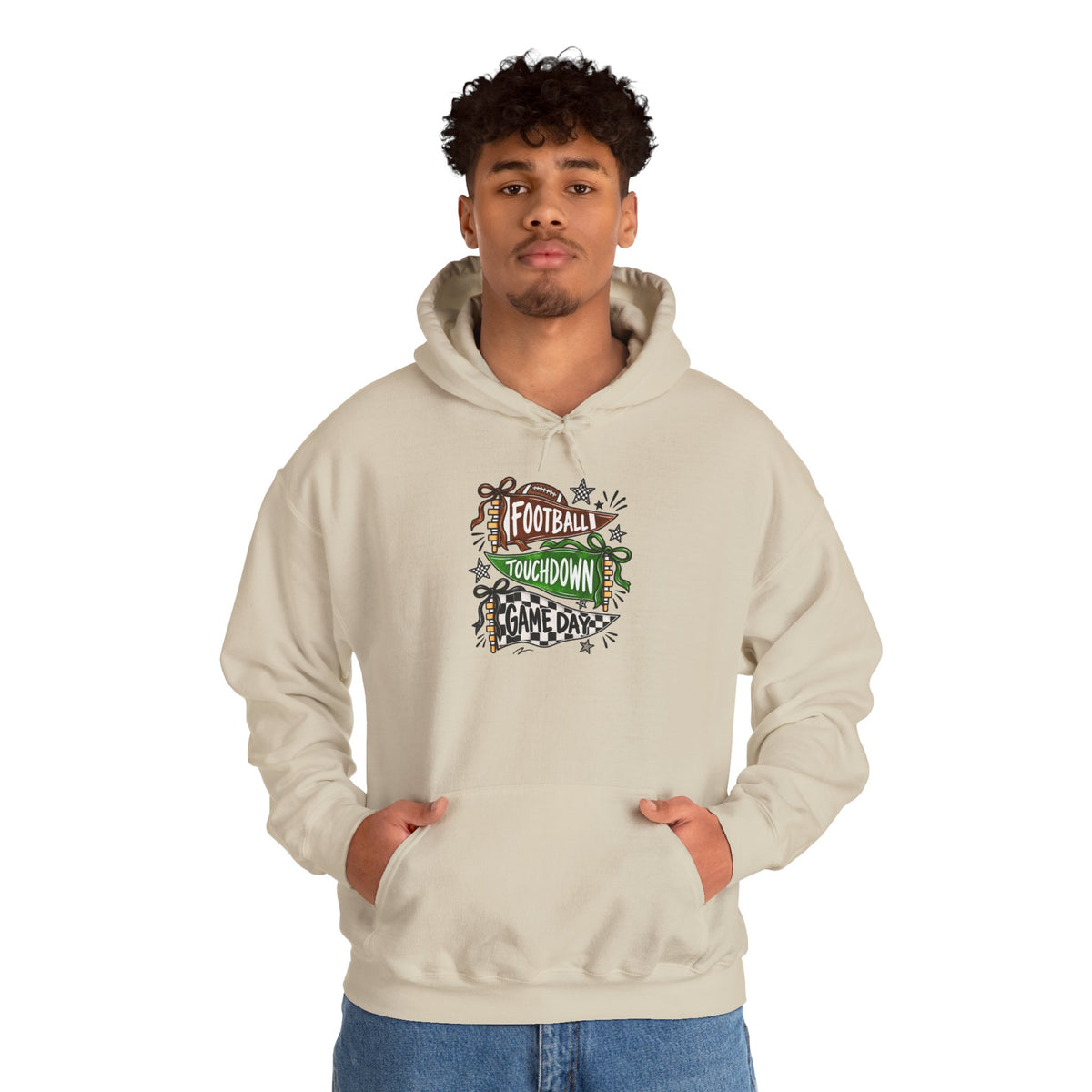 Football Touchdown Game Day Hoodie - Retro Grunge Sports Sweatshirt