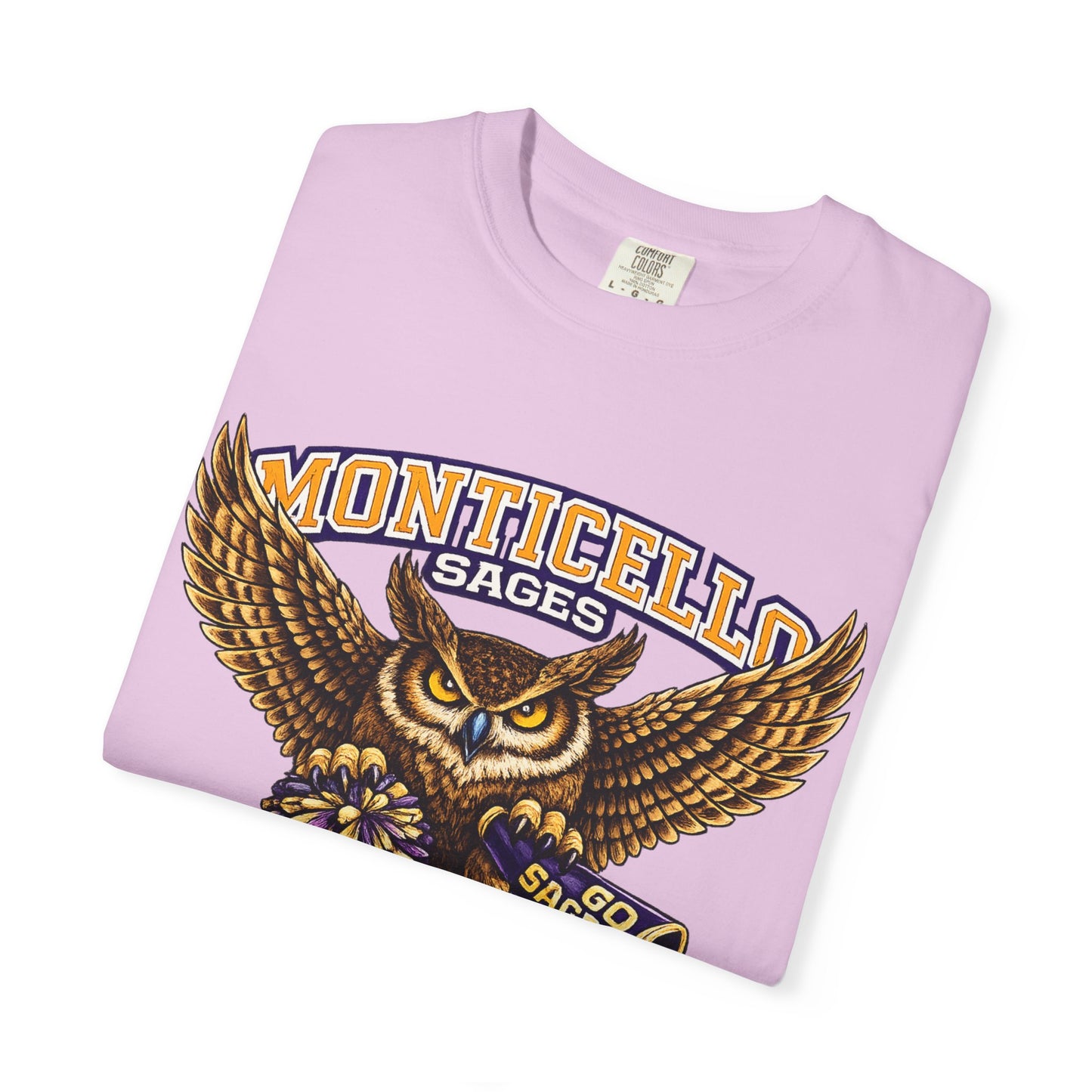 Monticello Sages Cheerleading T-shirt - Vintage Owl & Wings Team Tee