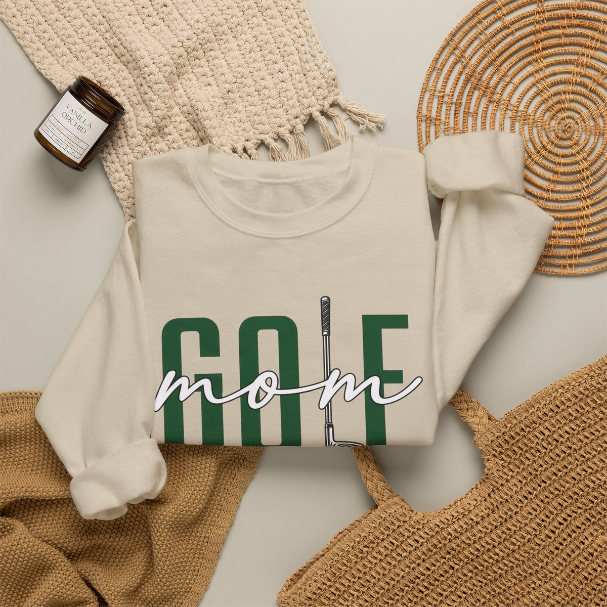 Golf Mom Crewneck Sweatshirt — 'MOM Graphic with Ball