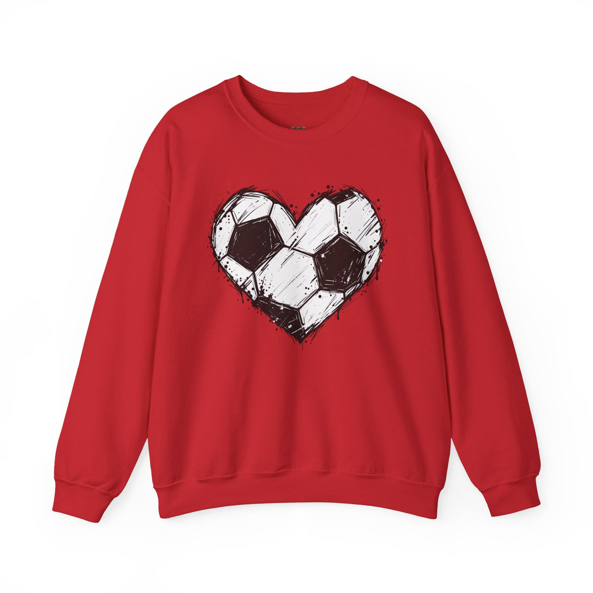 Soccer Heart Crewneck Sweatshirt — Grunge Soccer Ball Graphic