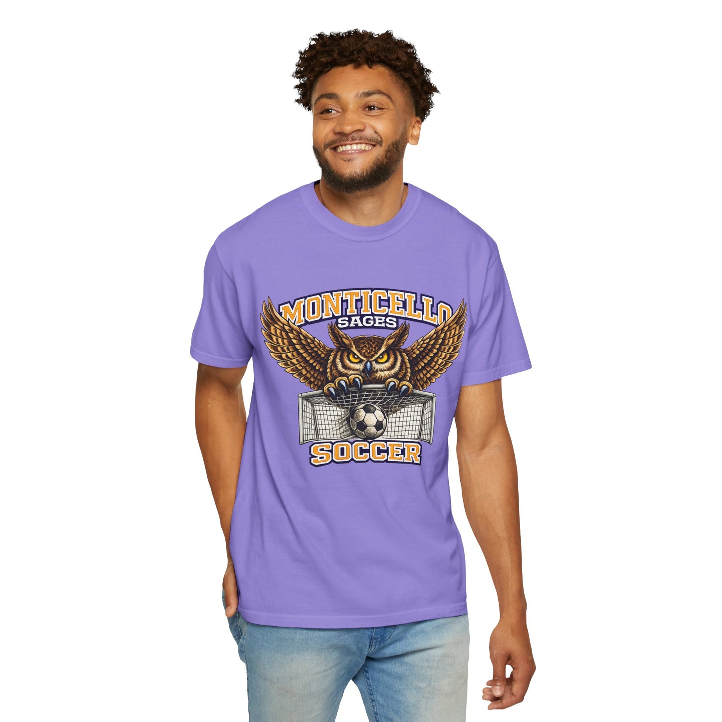 Monticello Sages Soccer T-Shirt — Vintage Owl & Wings Team Tee