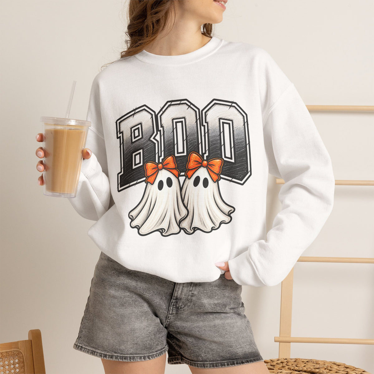 Halloween 'Boo' Ghosts Crewneck Sweatshirt — Cute Spooky Fall Pullover