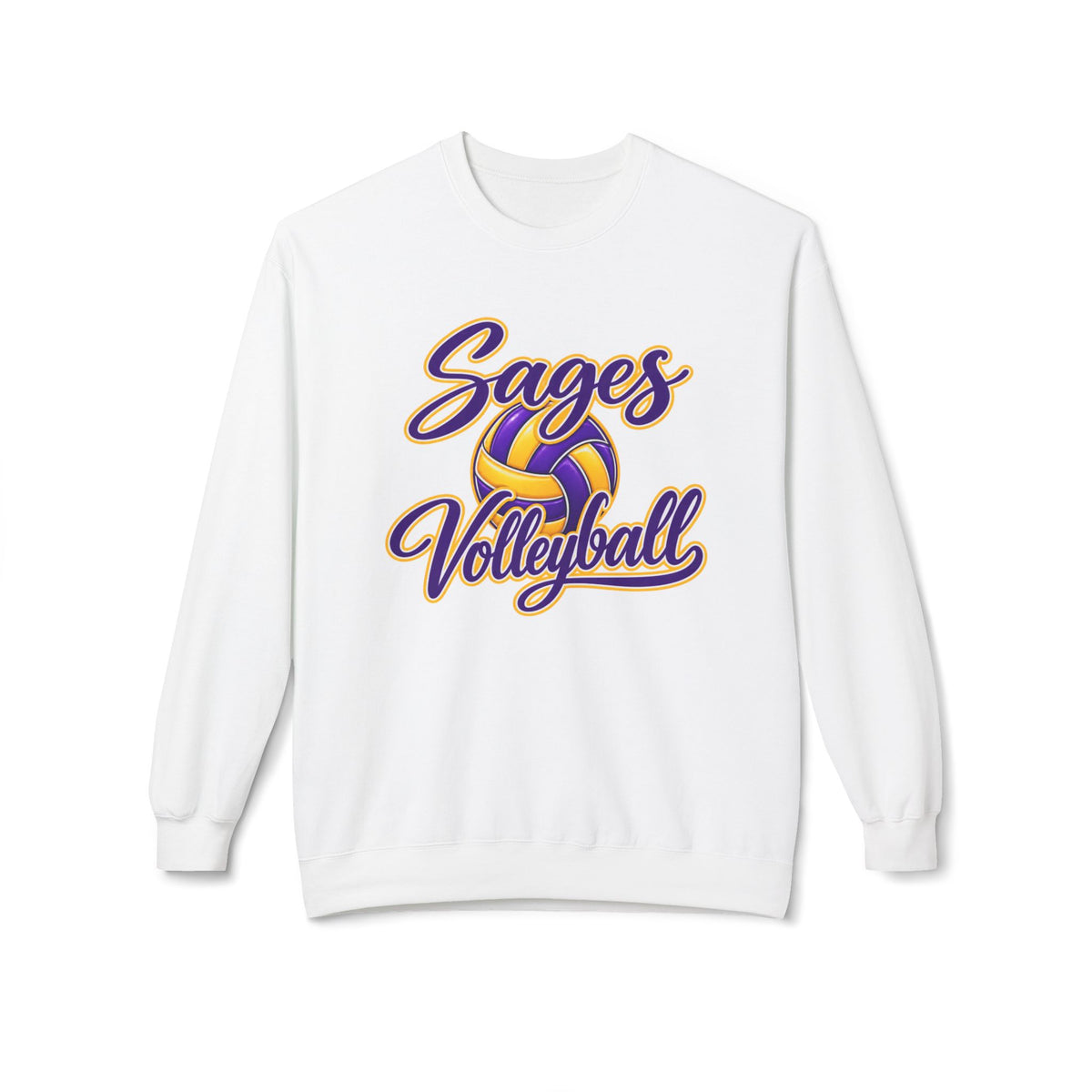 Sages Volleyball Crewneck Sweatshirt — Retro Script Volleyball Team Pullover