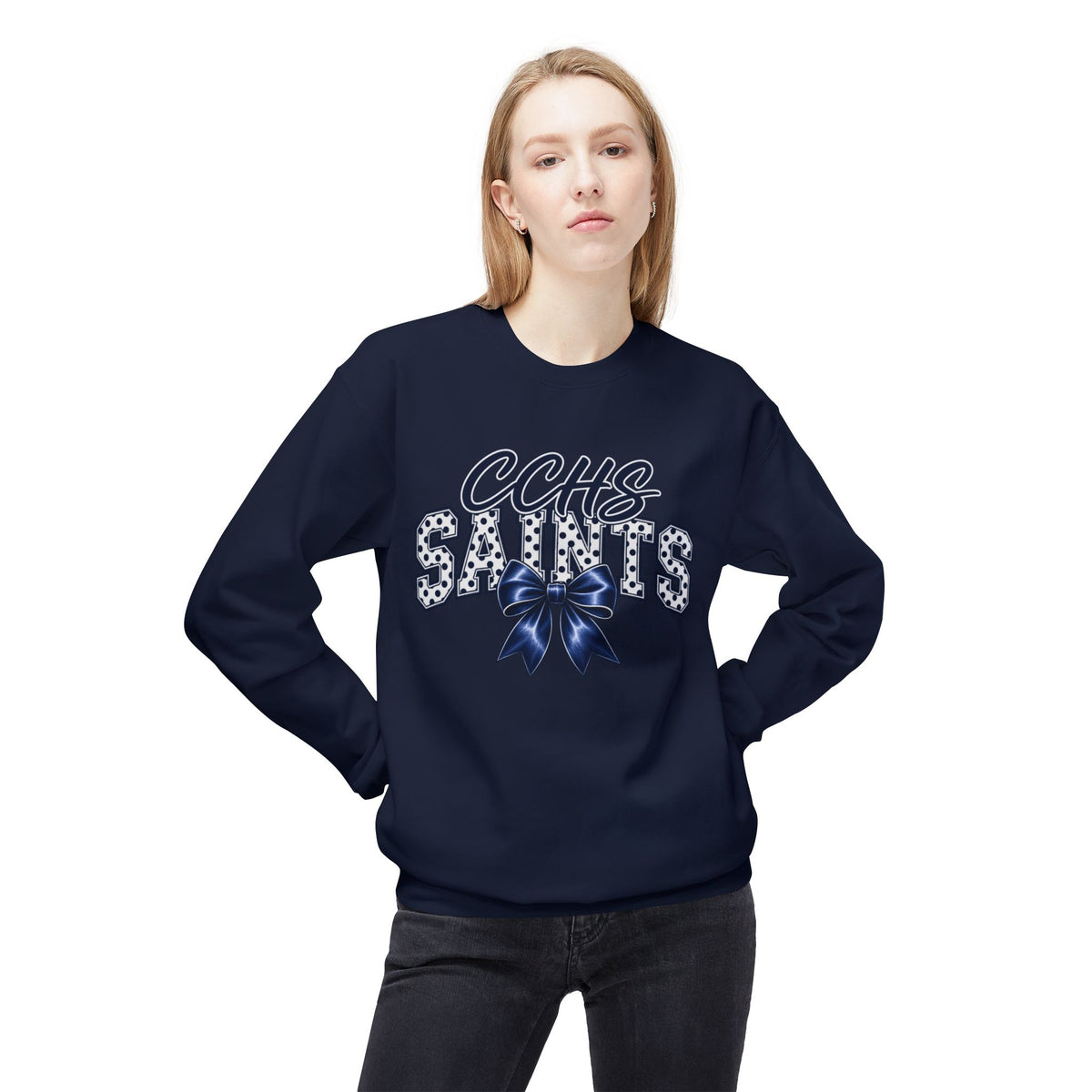 CCHS Saints Crewneck Sweatshirt — Cheer Bow School Spirit Pullover