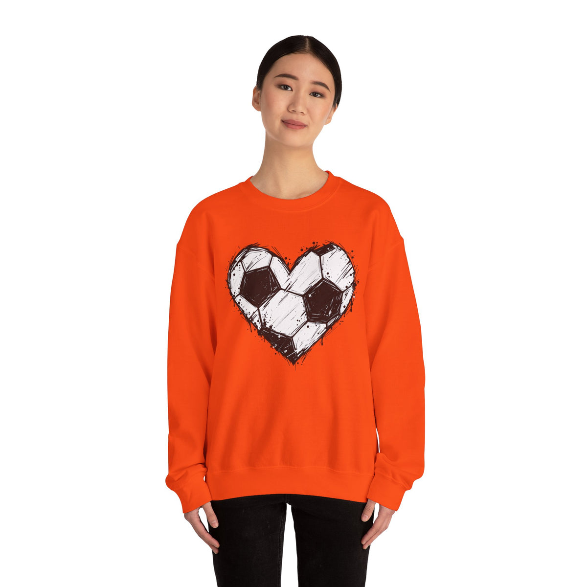 Soccer Heart Crewneck Sweatshirt — Grunge Soccer Ball Graphic