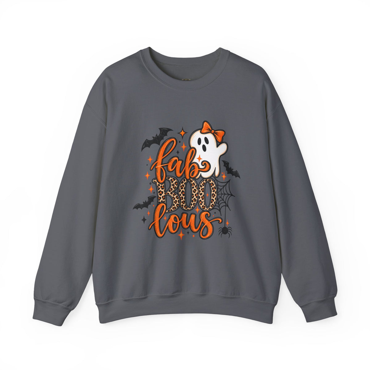 FabBOOlous Halloween Sweatshirt — Cute Ghost, Bats & Spiderweb Fall Crewneck