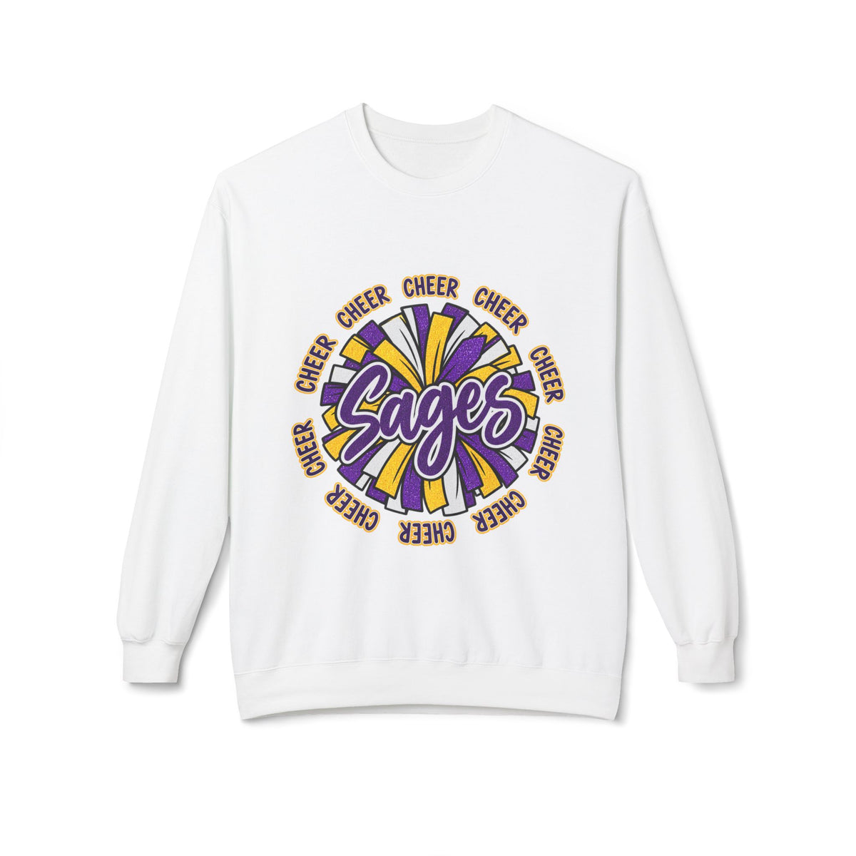 Sages Pom-Pom Cheer Crewneck Sweatshirt – Purple & Gold Spirit Tee