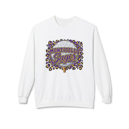Monticello Sages Golf Crewneck Sweatshirt — Leopard Pom-Pom Spirit Wear