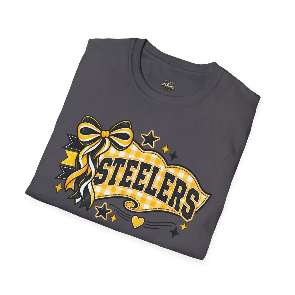 Steelers Ribbon T-Shirt — Cheerful Black & Gold Football Fan Tee