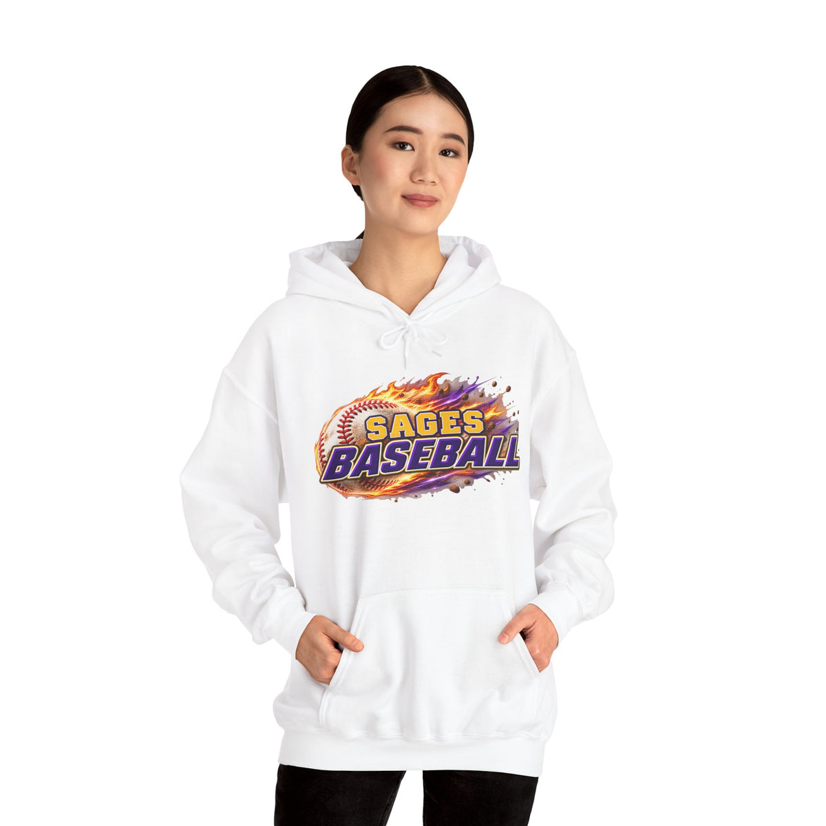 Sages Flaming Baseball Hoodie - Team Sweatshirt