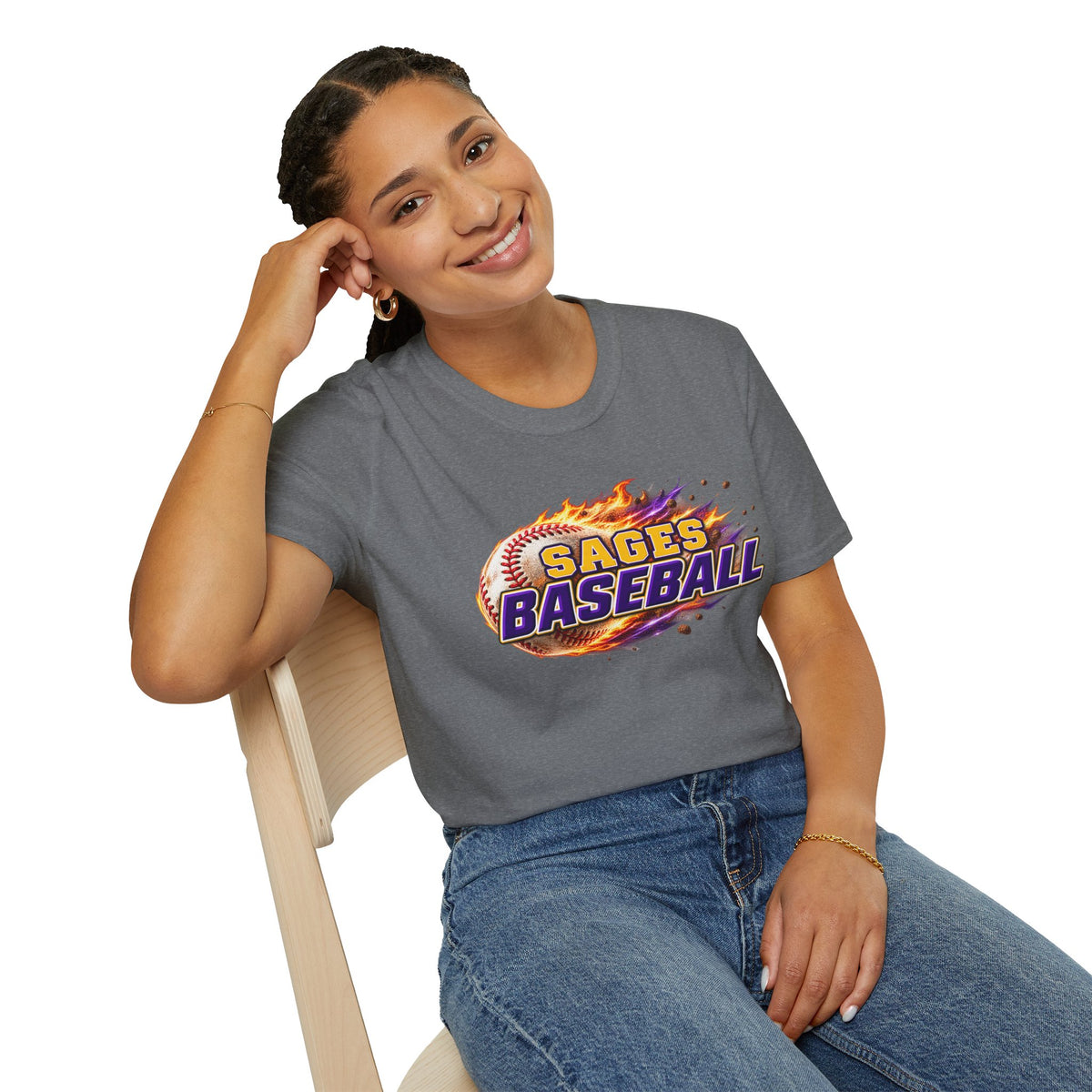 Sages Flaming Baseball T-Shirt — Flaming Baseball Team Tee