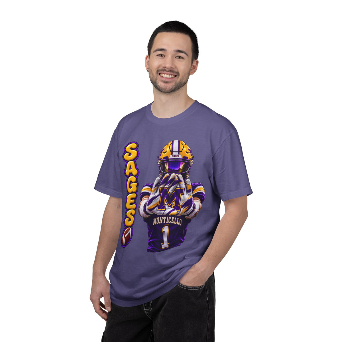 Monticello Sages Football Player Graphic T-Shirt