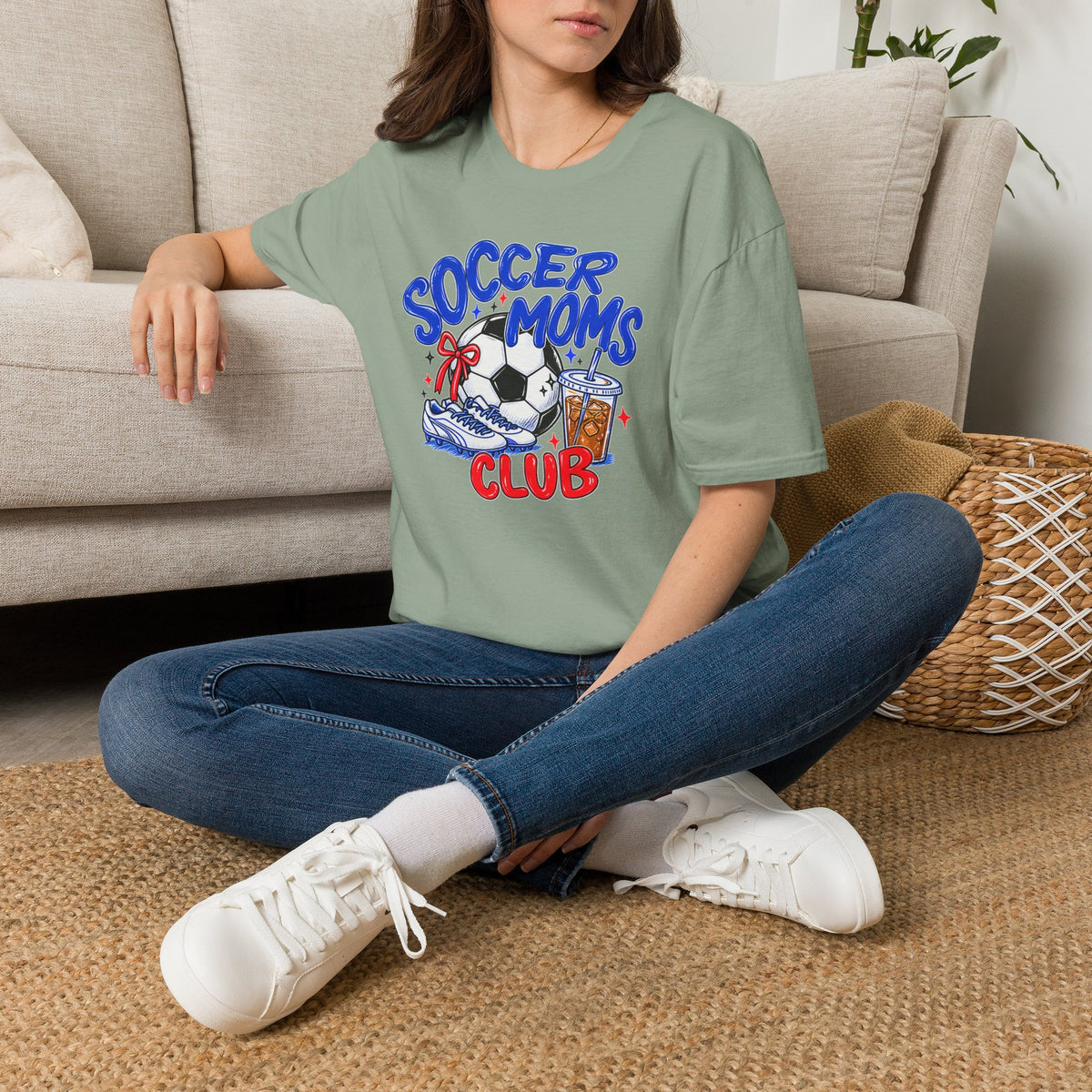 Soccer Moms Tee — 'Soccer Moms Club' Graphic T-Shirt with Ball, Cleats & Drink