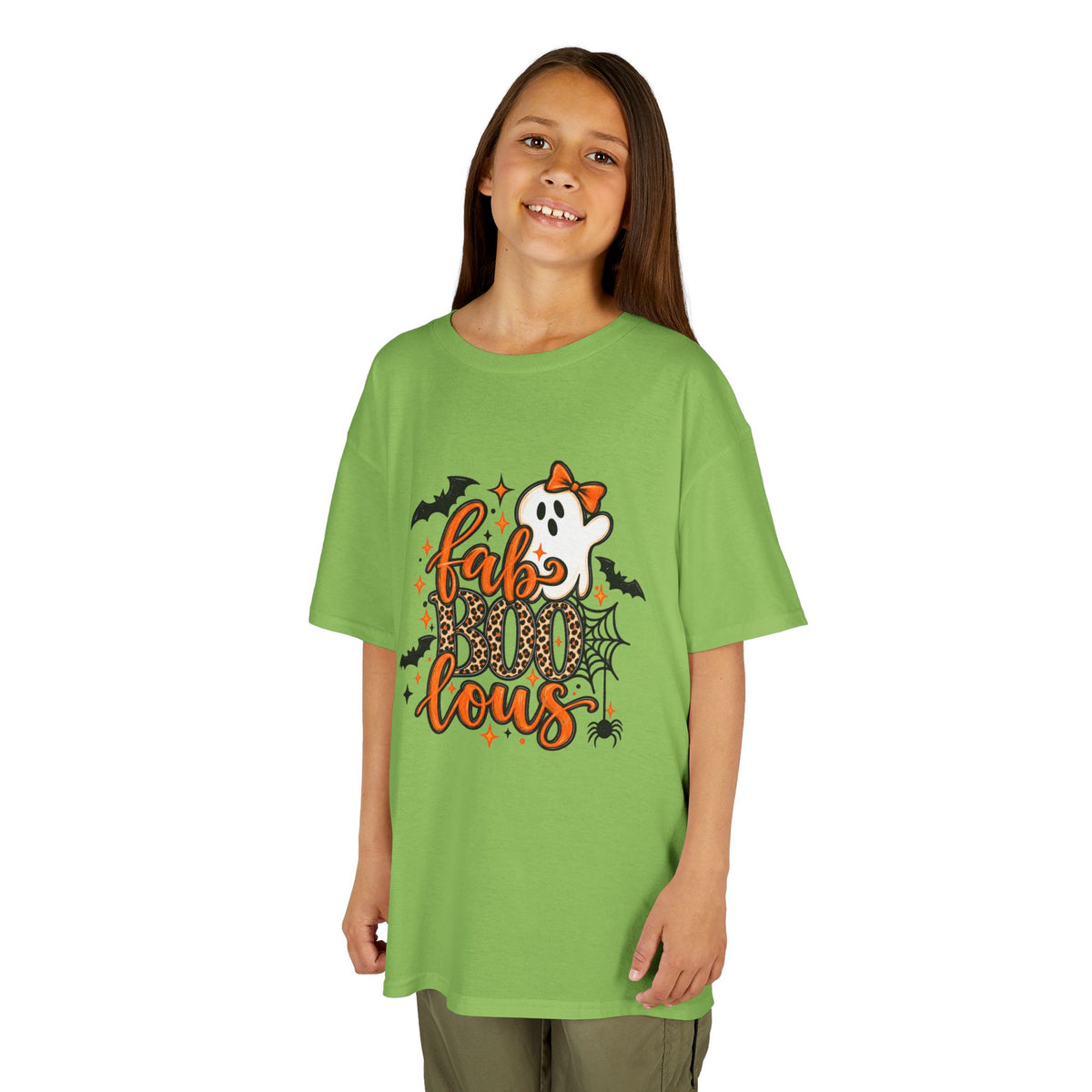 Kids Halloween Tee — "FabuBOO-lous" Ghost & Bats Halloween Shirt