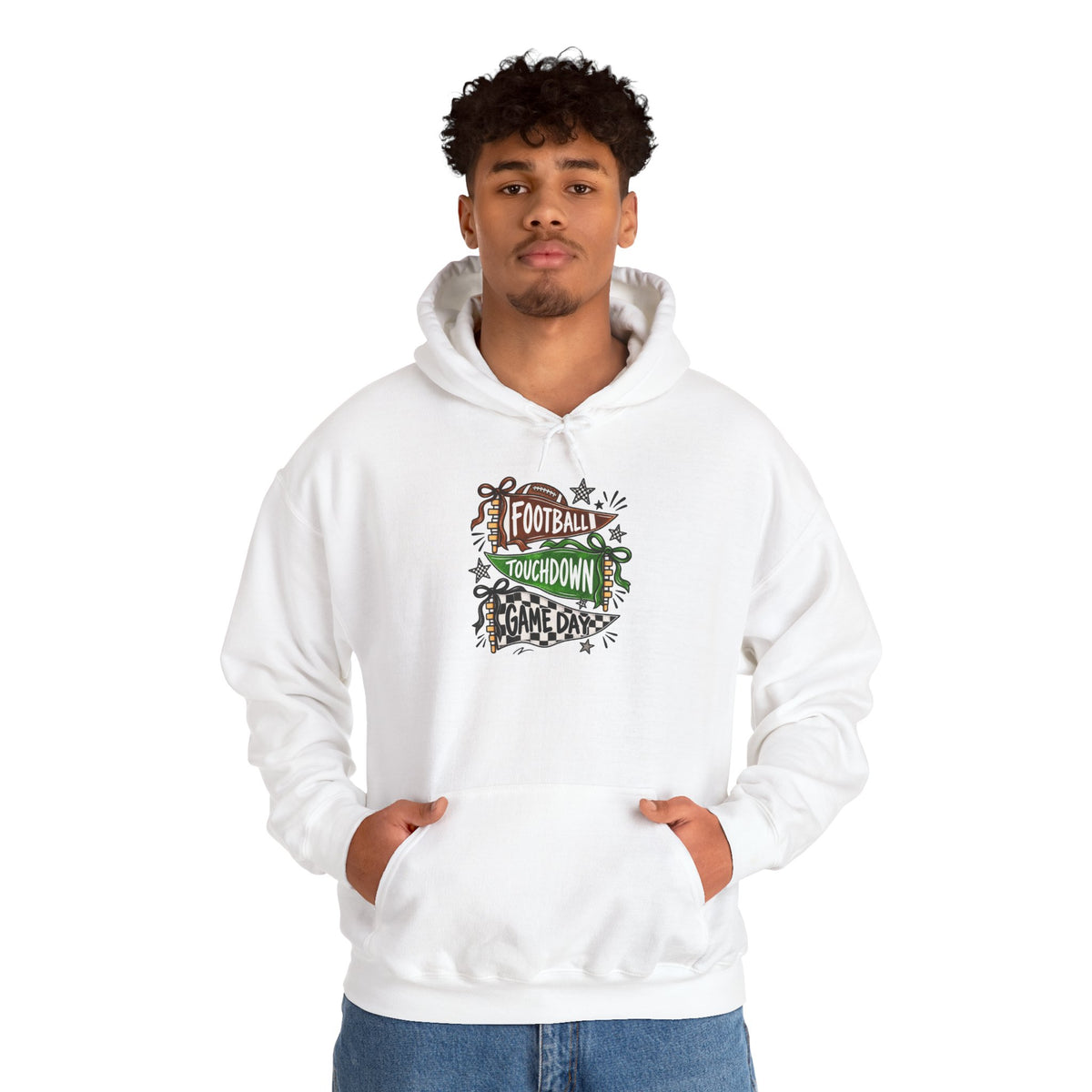 Football Touchdown Game Day Hoodie - Retro Grunge Sports Sweatshirt