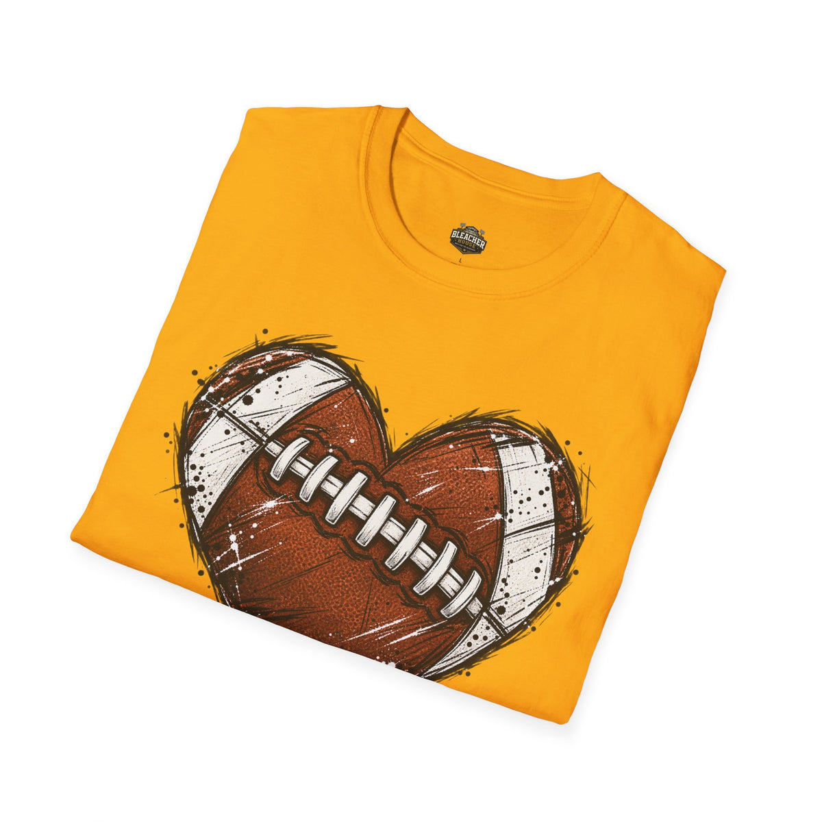 Football Heart Graphic T-Shirt — Vintage Grunge Sports Tee