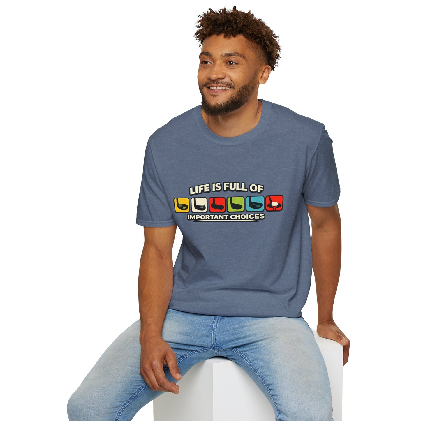 T‑Shirt — "Life Is Full Of Important Choices" Retro Game Controller Graphic