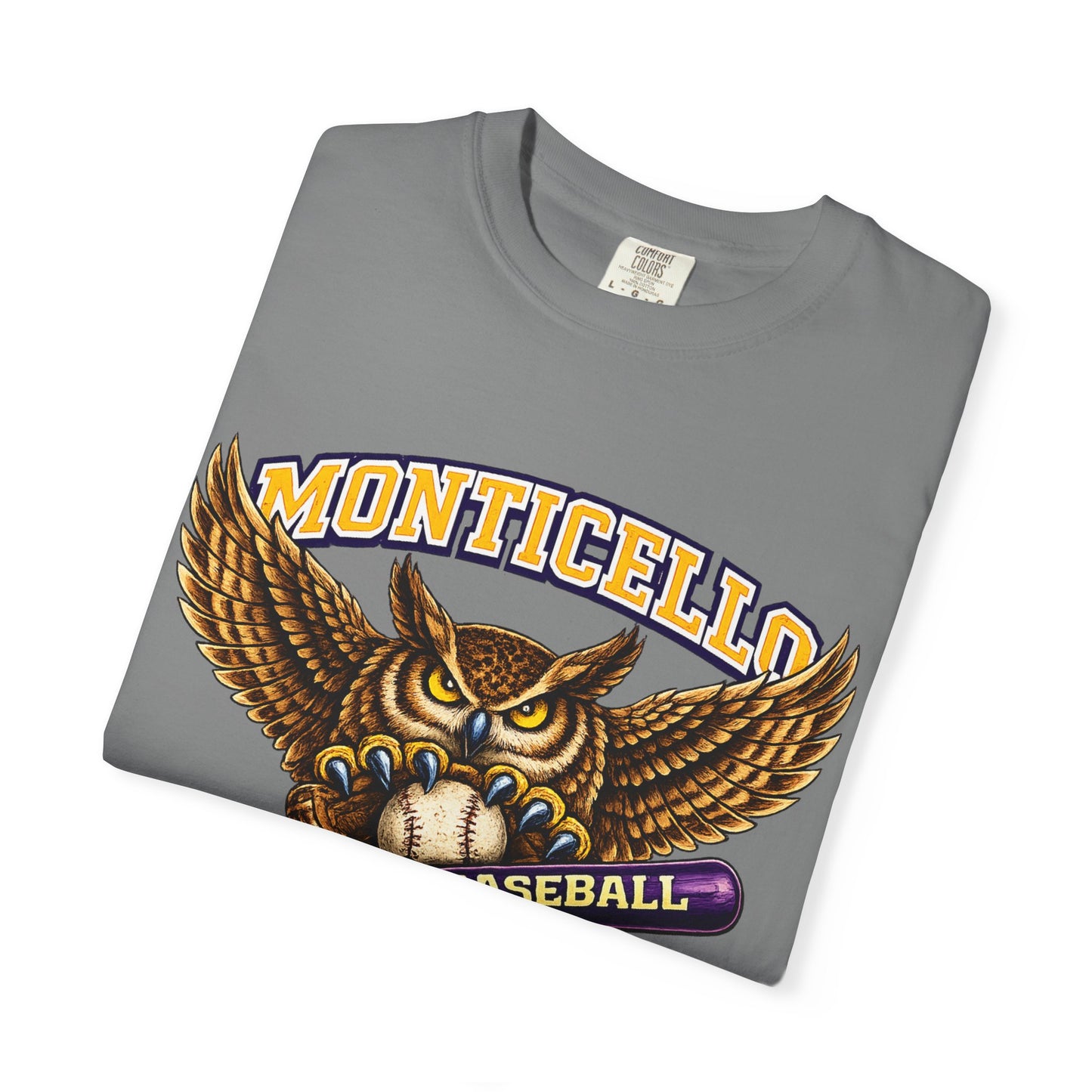 Monticello Sages Baseball T-Shirt — Vintage Owl & Wings Team Tee