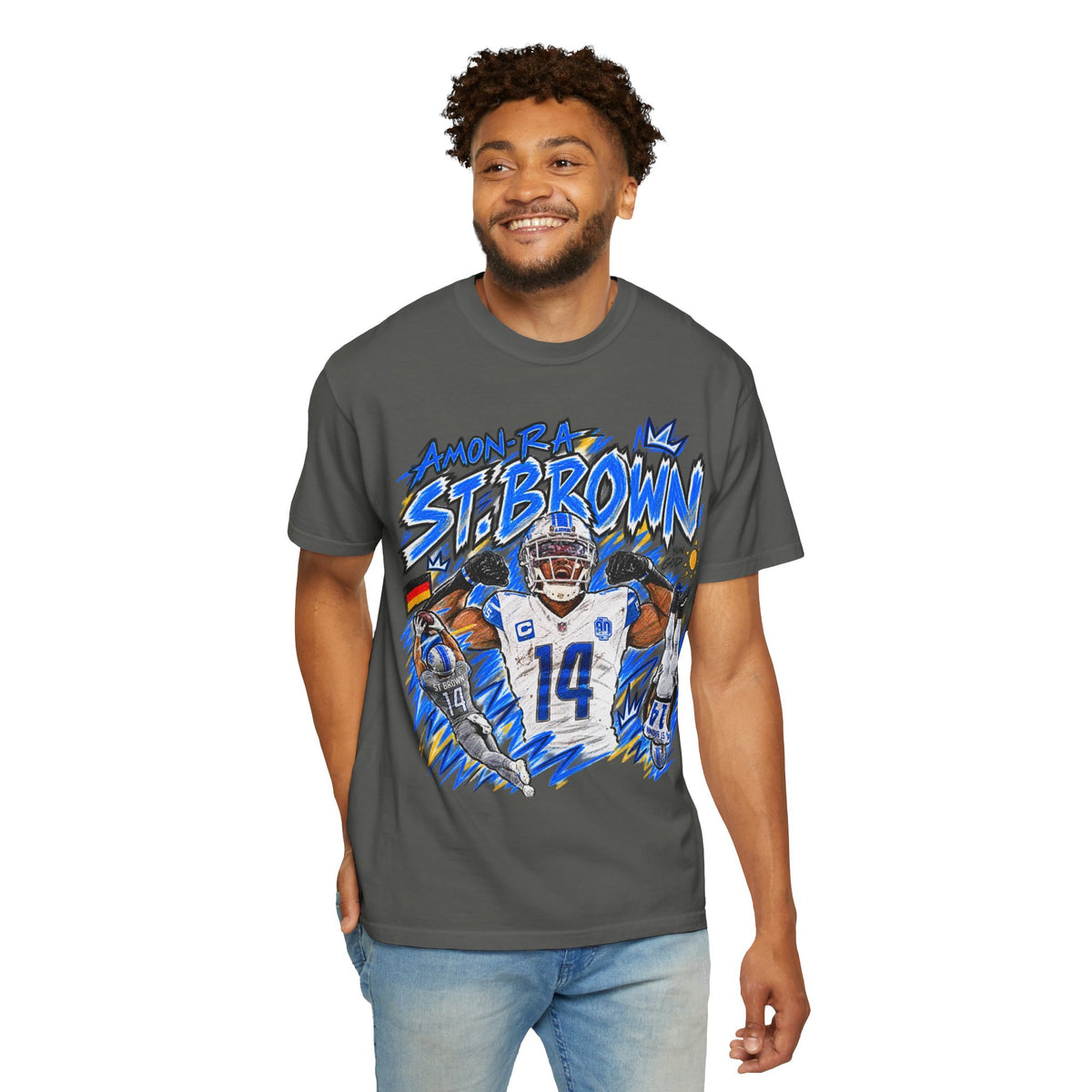 Amon Ra St. Brown Graphic T-Shirt - Sunday Standouts Sketch Series