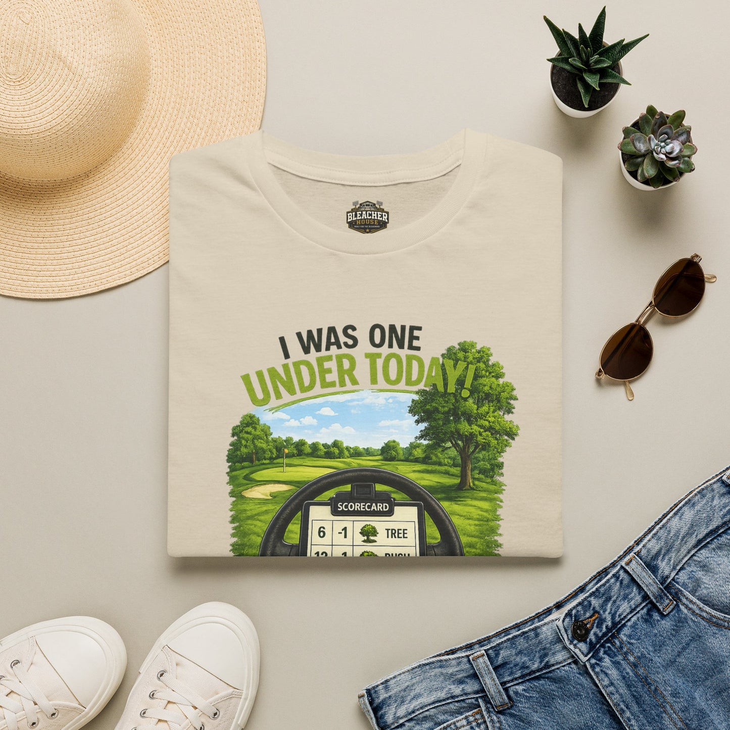 Golf T-Shirt — "I Was One Under Today" REALISTIC VIEW - Funny Scorecard Design