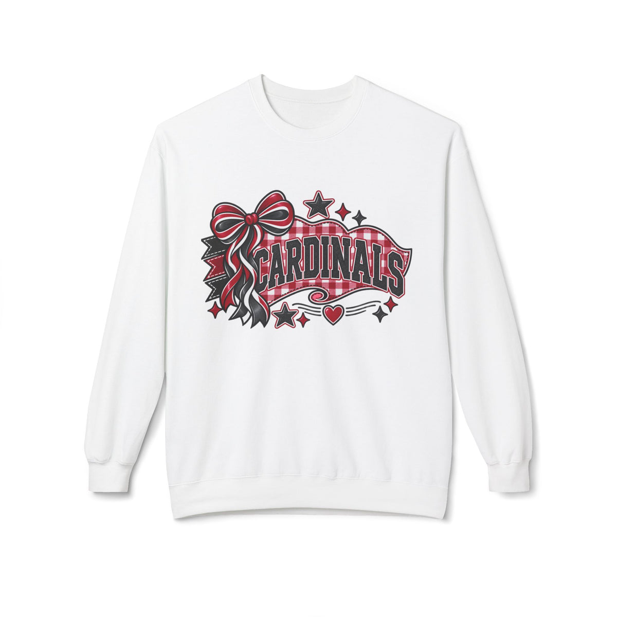 Cardinals Ribbon Crewneck Sweatshirt — Decorative Red & Black Team Graphic
