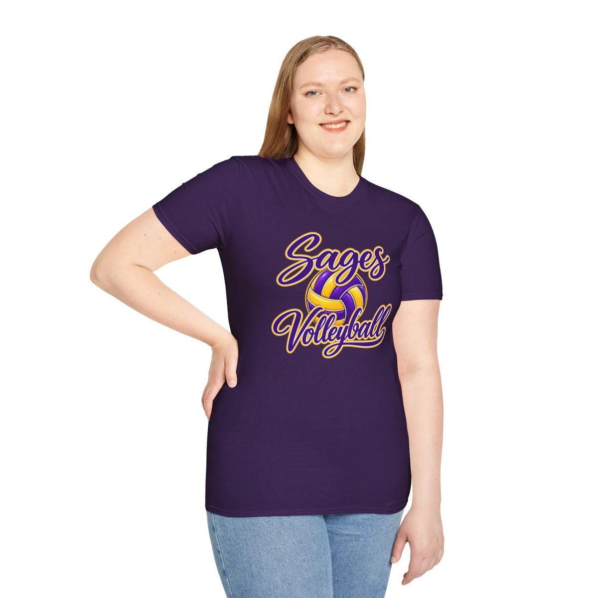 Sages Volleyball T-Shirt — Purple & Gold Team Tee