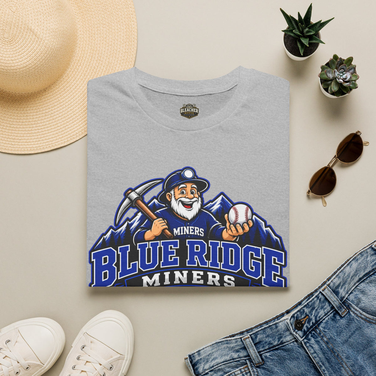 Blue Ridge Miners Mascot and Logo T‑Shirt — Unisex Softstyle Tee