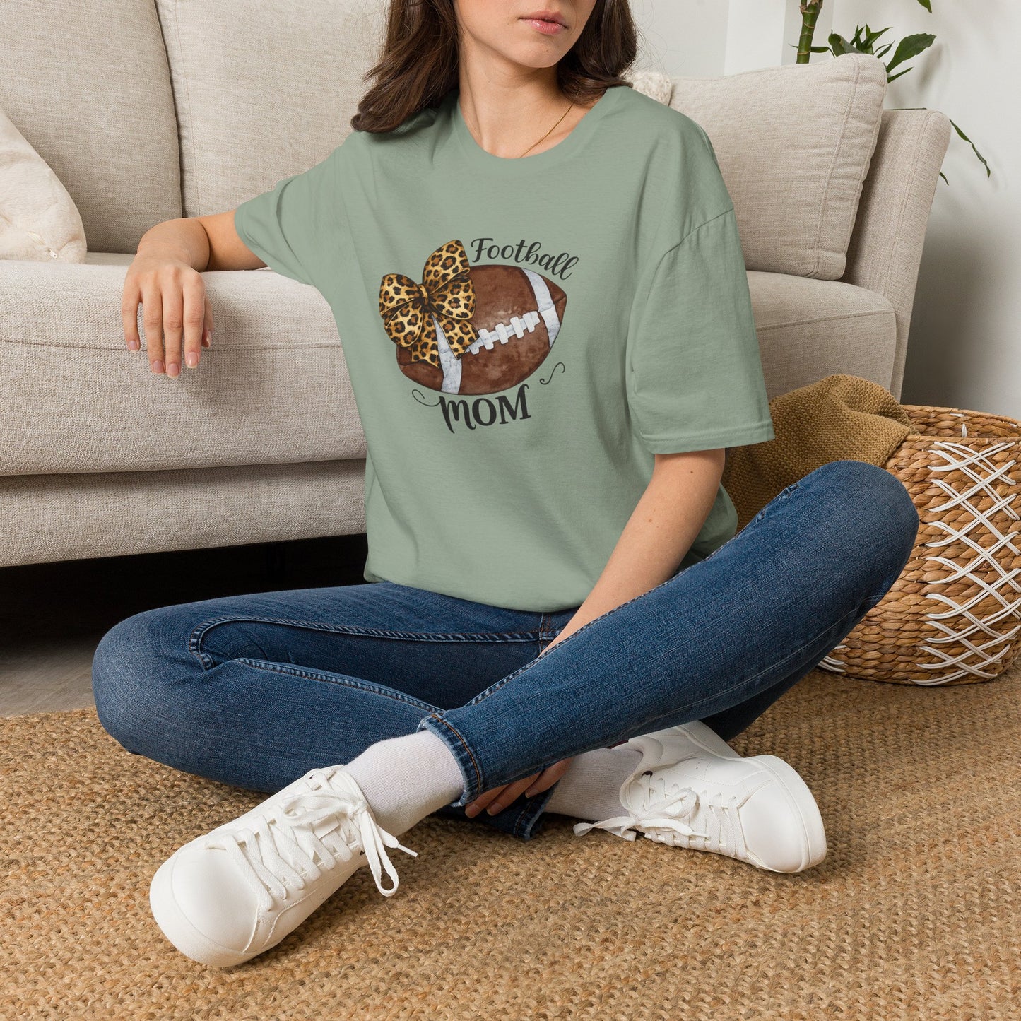 Football Mom T-Shirt — Leopard Bow Game Day Tee