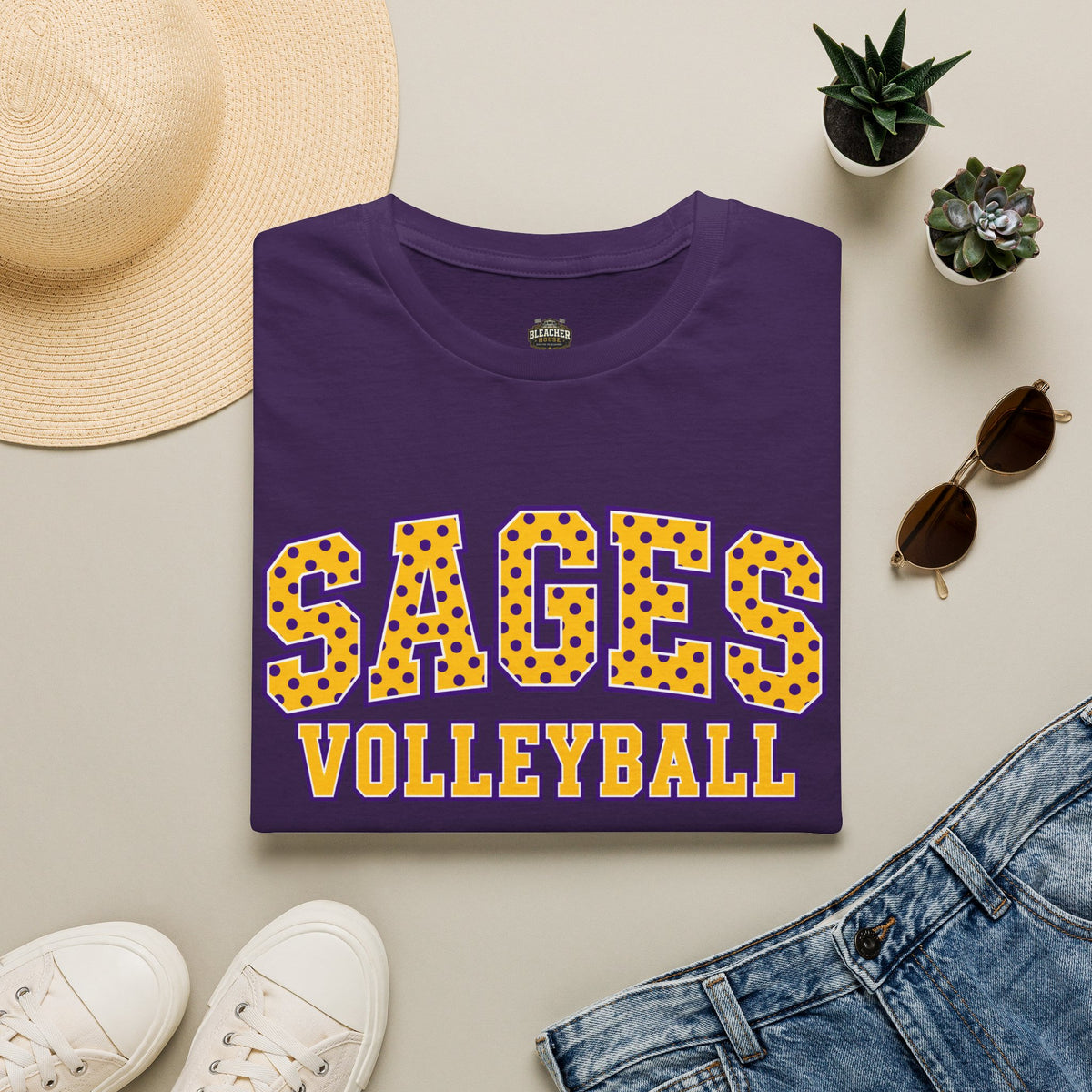 Sages Volleyball Team T‑Shirt — Retro Polka Dot Varsity Tee