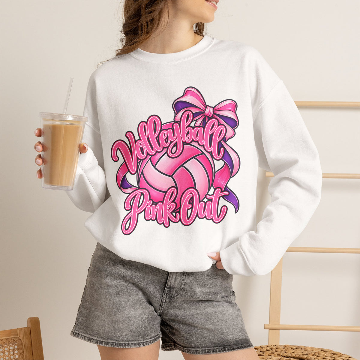Volleyball Pink Out Crewneck Sweatshirt