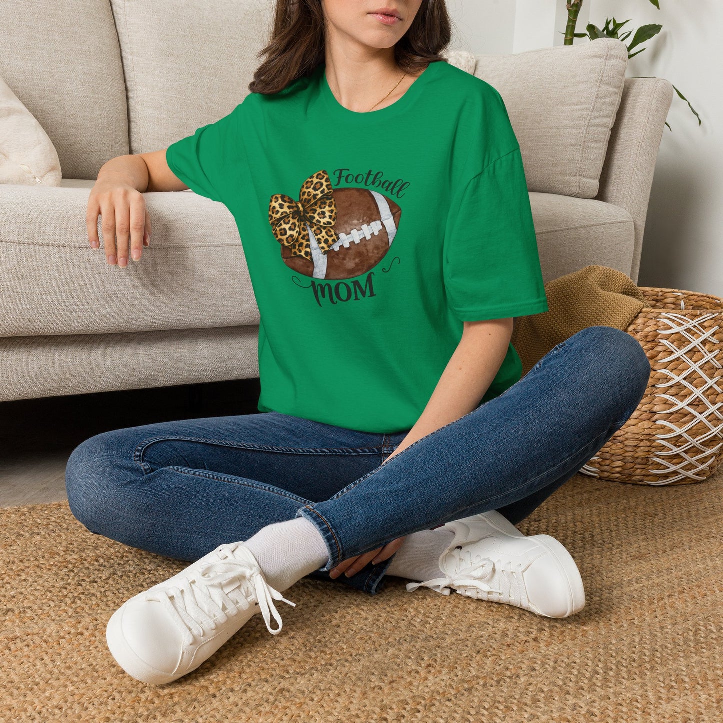 Football Mom T-Shirt — Leopard Bow Game Day Tee