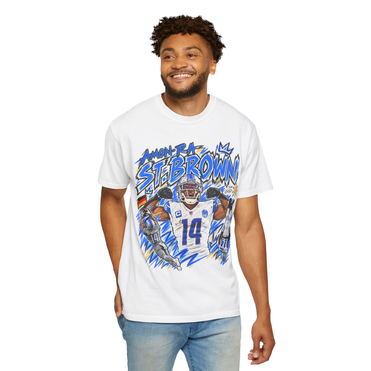 Amon Ra St. Brown Graphic T-Shirt - Sunday Standouts Sketch Series