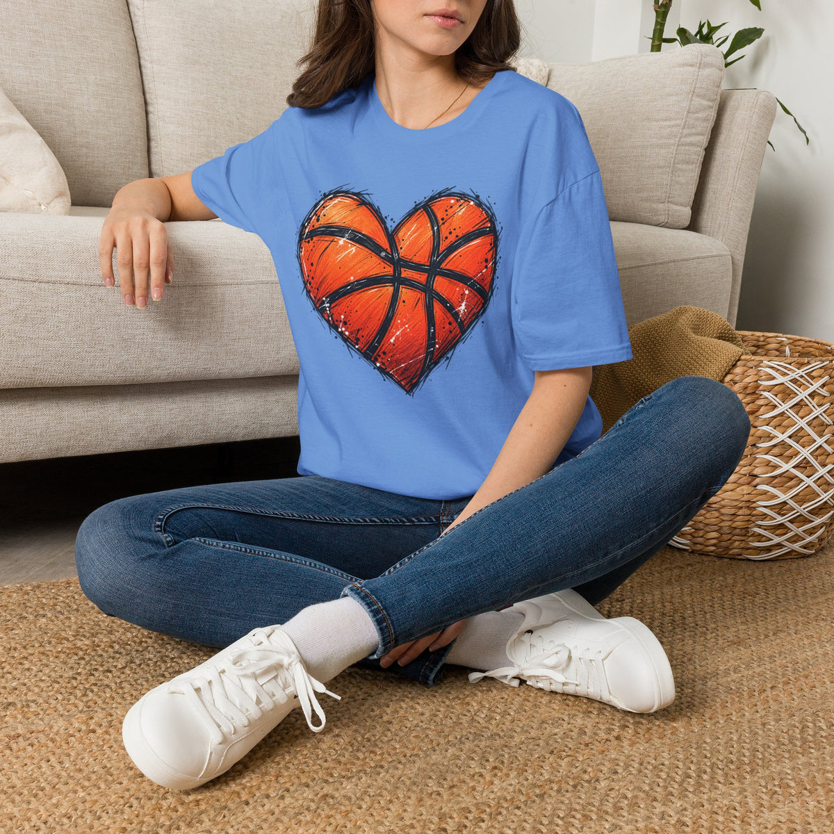 Basketball Heart T-Shirt — Athletic Love Tee for Players & Fans
