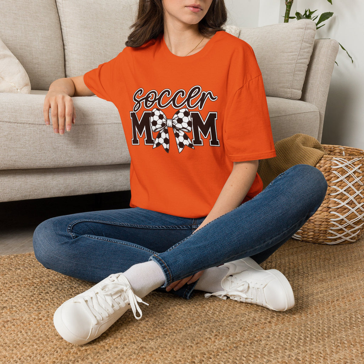 Soccer Mom T-Shirt — Leopard Bow Soccer Ball Design