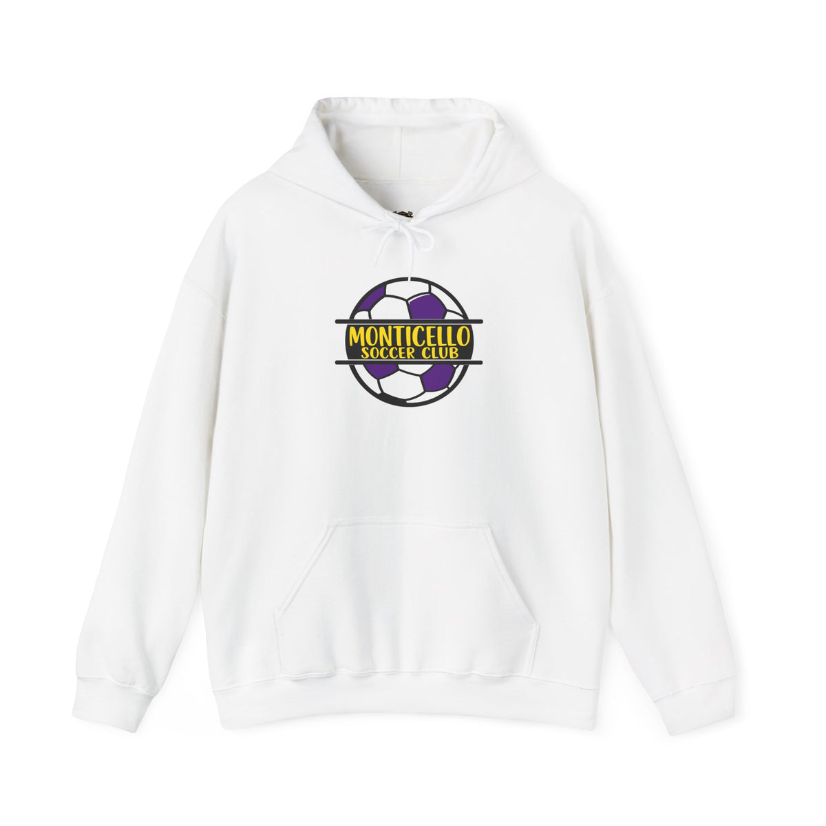 Monticello Soccer Club Hoodie — Purple & Gold Soccer Logo Sweatshirt