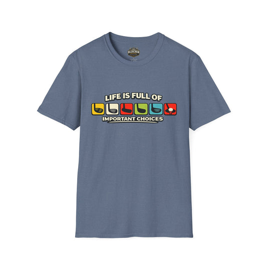 T‑Shirt — "Life Is Full Of Important Choices" Retro Game Controller Graphic