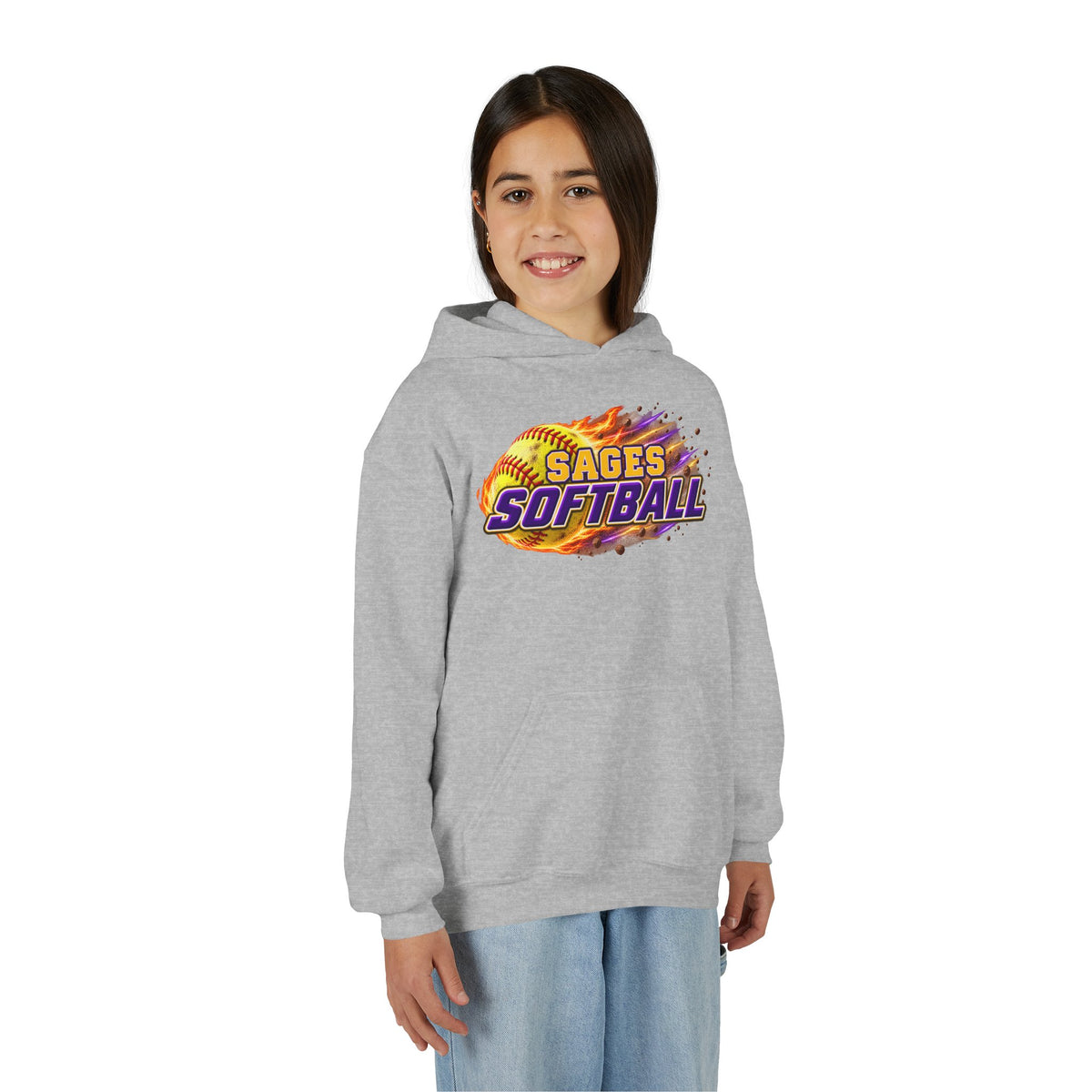 YOUTH Sages Flaming Softball Hoodie