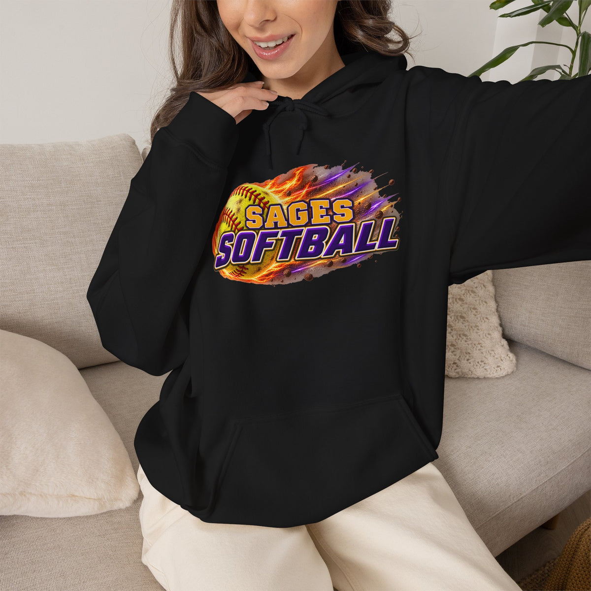 Sages Flaming Softball Hoodie