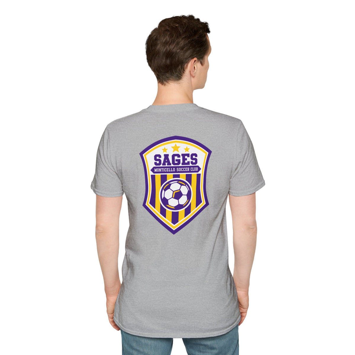 Monticello Soccer Club T-Shirt — Minimal Chest Logo With Crest On Back