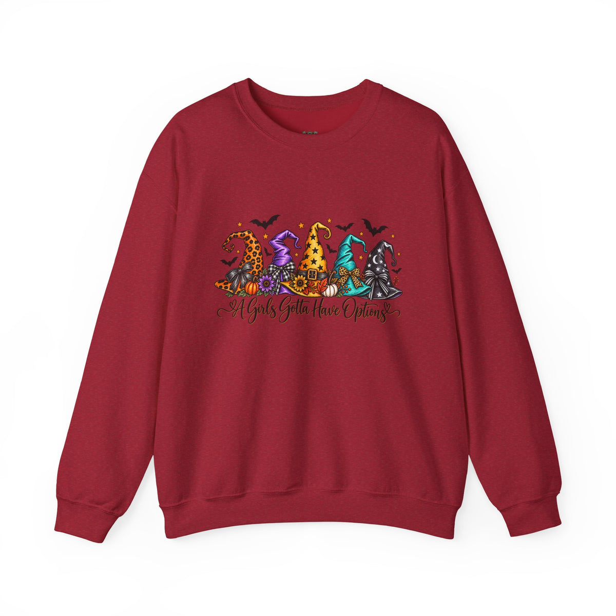 Witch Hat Crewneck Sweatshirt - "A Girls Gotta Have Options" Halloween Pullover